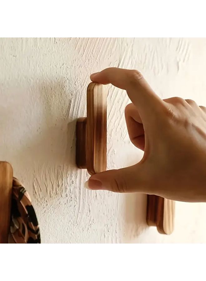 4pcs Rustic Wooden Wall Hooks Handcrafted Easy Install Home Decor Storage Solution - Image 2