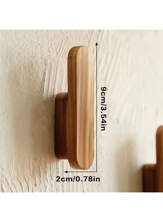 4pcs Rustic Wooden Wall Hooks Handcrafted Easy Install Home Decor Storage Solution - Image 4