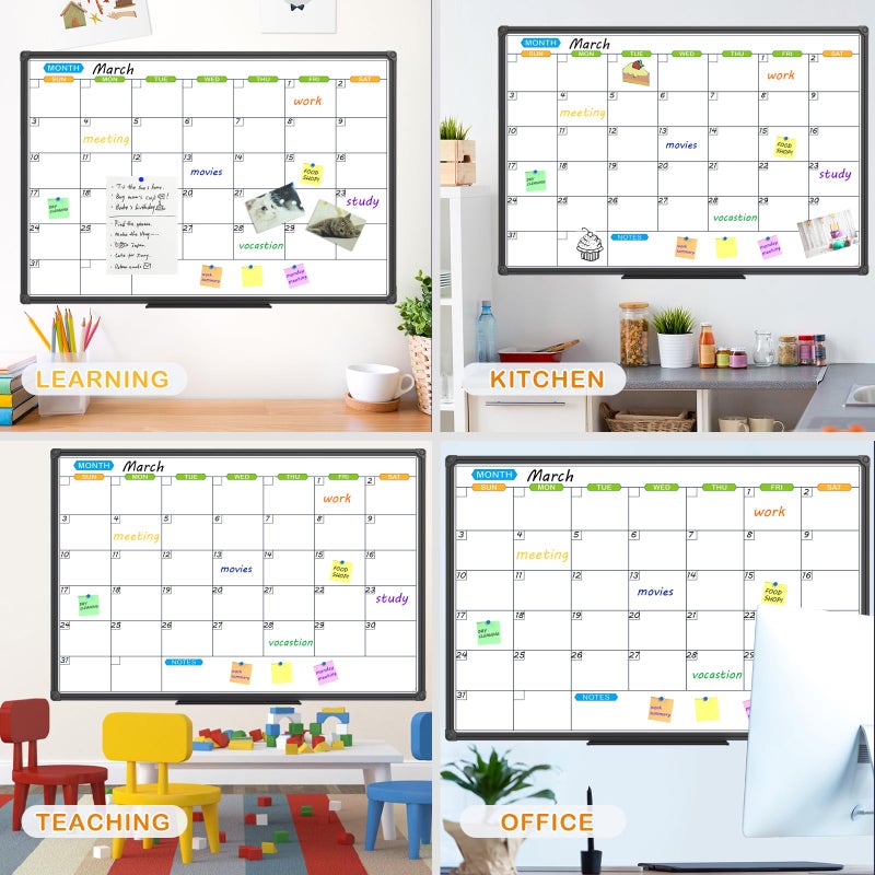 JILoffice Dry Erase Calendar Whiteboard 48 X 36 Inch - Magnetic White Board Calendar Monthly, Black Aluminum Frame Wall Mounted Board for Office Home and School - Image 4