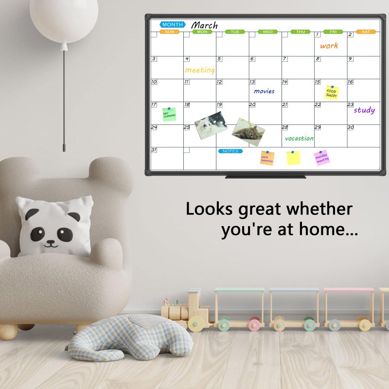 JILoffice Dry Erase Calendar Whiteboard 48 X 36 Inch - Magnetic White Board Calendar Monthly, Black Aluminum Frame Wall Mounted Board for Office Home and School - Image 5