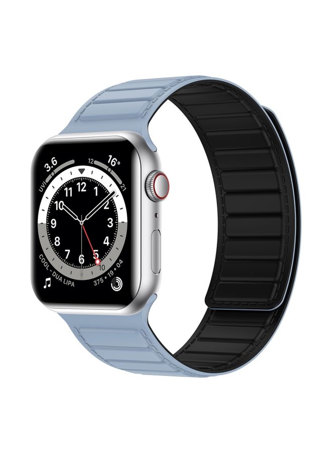 Replacement Strap Magnetic Silicone Watch Band For Apple Watch 2 42mm Light Blue Black