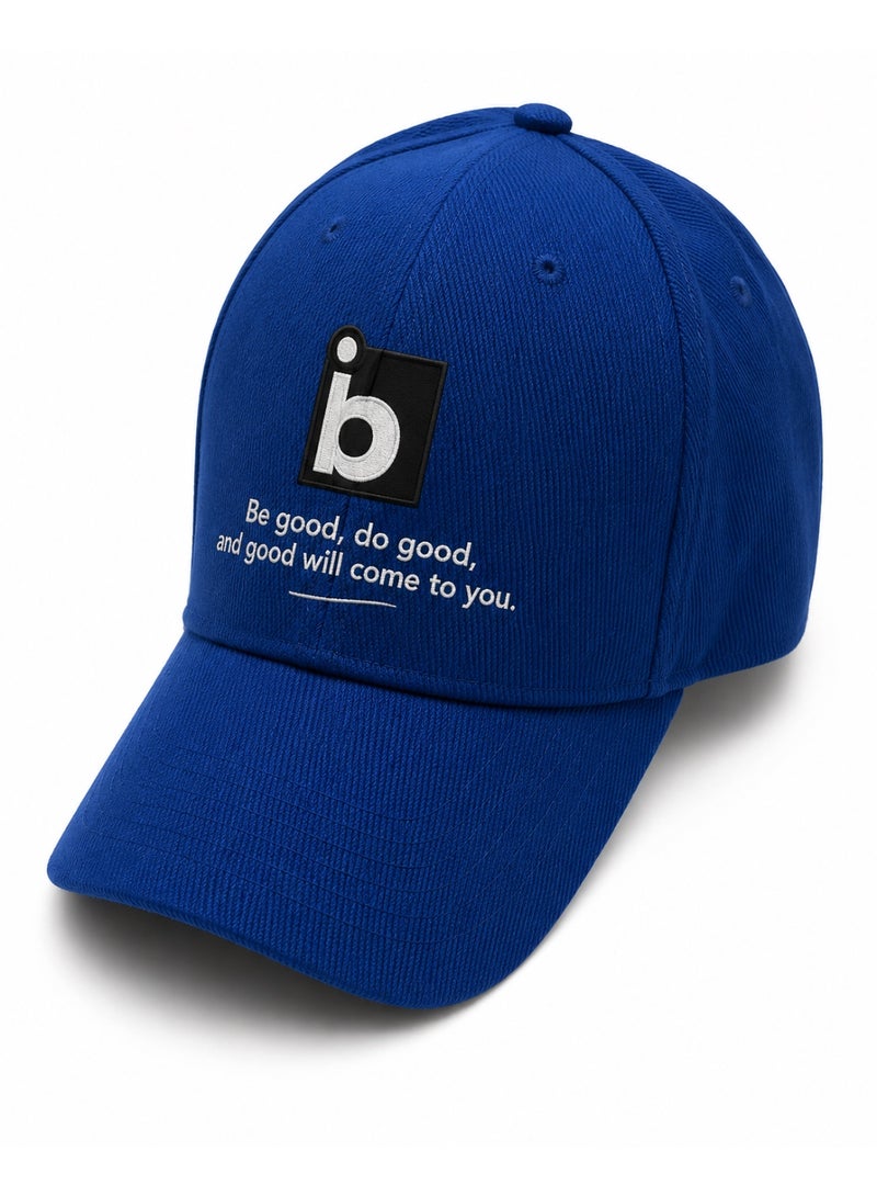 Unisex Blue Adjustable Baseball Cap with Modern Logo Design