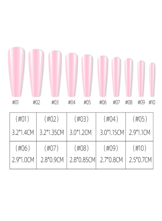 100PCS Fake Nails Tips Clear Acrylic Nail Tips Full Cover False Nail Artificial Nails Coffin Shaped Ballerina Nails Tips for Nail Salons and DIY Nail Art 13 Sizes - Image 5