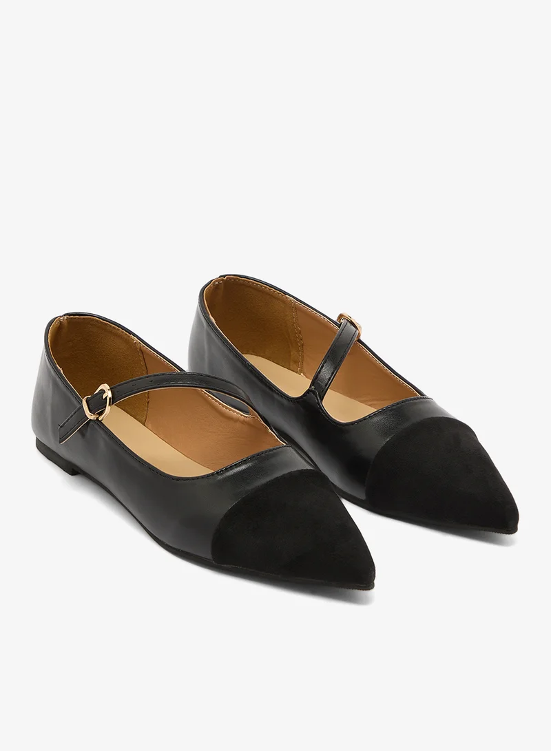 ELLA Black Suede Two Tone Ballet Flats for Women | Best Price UAE