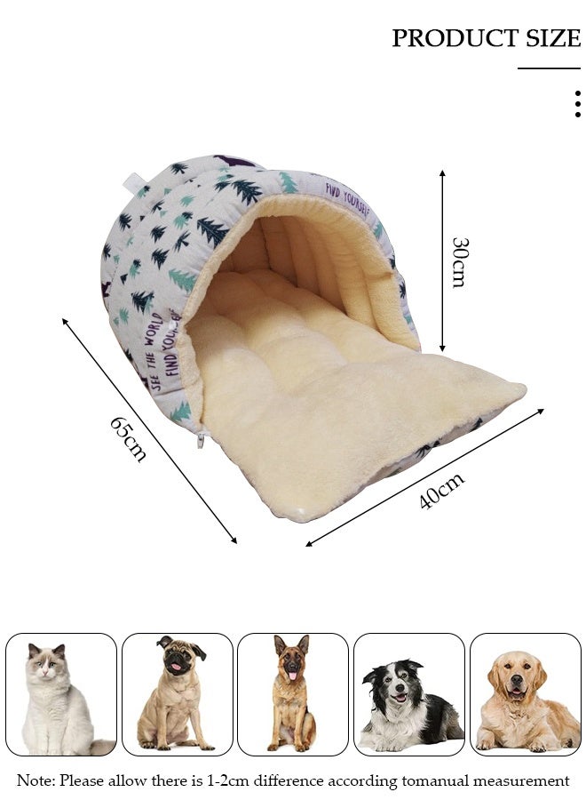 DUNISO Half-Enclosed Cat Bed,Cat House, Cat Cave, Cat Sleeping Bed,Soft Plush Indoor Pet Bed Sofa,Washable Dog Bed,Portable Winter Warm Pet Bed Puppy Dog Calming Bed,Foldable Pet Cave Bed for Dogs and Small Cats - Image 2