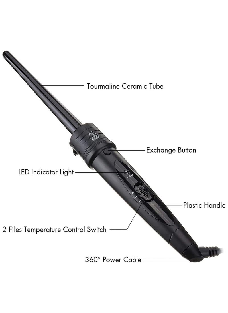 Joshberg 6 IN 1 Hair Curler Set,Hair Curling Iron,Curing Wand Set,Instant Heat Up Hair Curler, Long Barrel Curling Iron Wand, Interchangeable Hair Wand Curler for Long/Medium Hair,Black  - Image 5