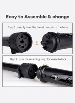 Joshberg 6 IN 1 Hair Curler Set,Hair Curling Iron,Curing Wand Set,Instant Heat Up Hair Curler, Long Barrel Curling Iron Wand, Interchangeable Hair Wand Curler for Long/Medium Hair,Black  - Image 3