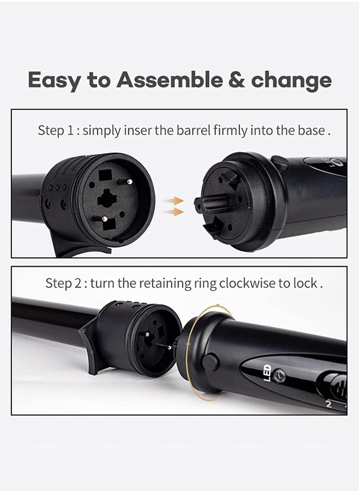 Joshberg 6 IN 1 Hair Curler Set,Hair Curling Iron,Curing Wand Set,Instant Heat Up Hair Curler, Long Barrel Curling Iron Wand, Interchangeable Hair Wand Curler for Long/Medium Hair,Black  - Image 3