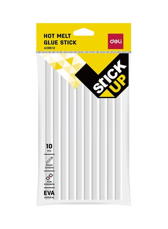 Deli 10-Piece Hot Melt Thick Glue Stick, 11mm Clear