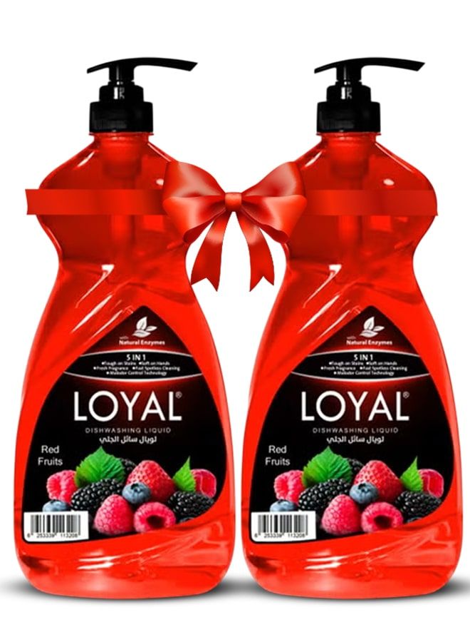 لويال سائل غسيل الأطباق ٥ في ١ - برائحة الفواكه الحمراء ٢ × ١.٥ لتر