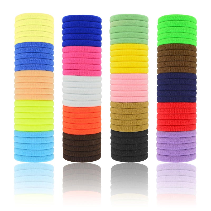 100 Pack Seamless Hair Ties for Women Girls Ponytail Holders for Thick Hair mix color