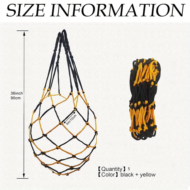 Hanging Hay Feeder Bag 36 Inch Black Yellow for Horses Livestock Stall Trailer - Image 2