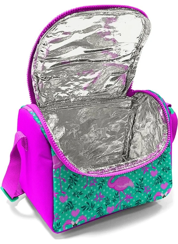 CORAL HIGH Kids Water Green Pink Flamingo Patterned Trolley 3-Piece School Bag Set SET0123912