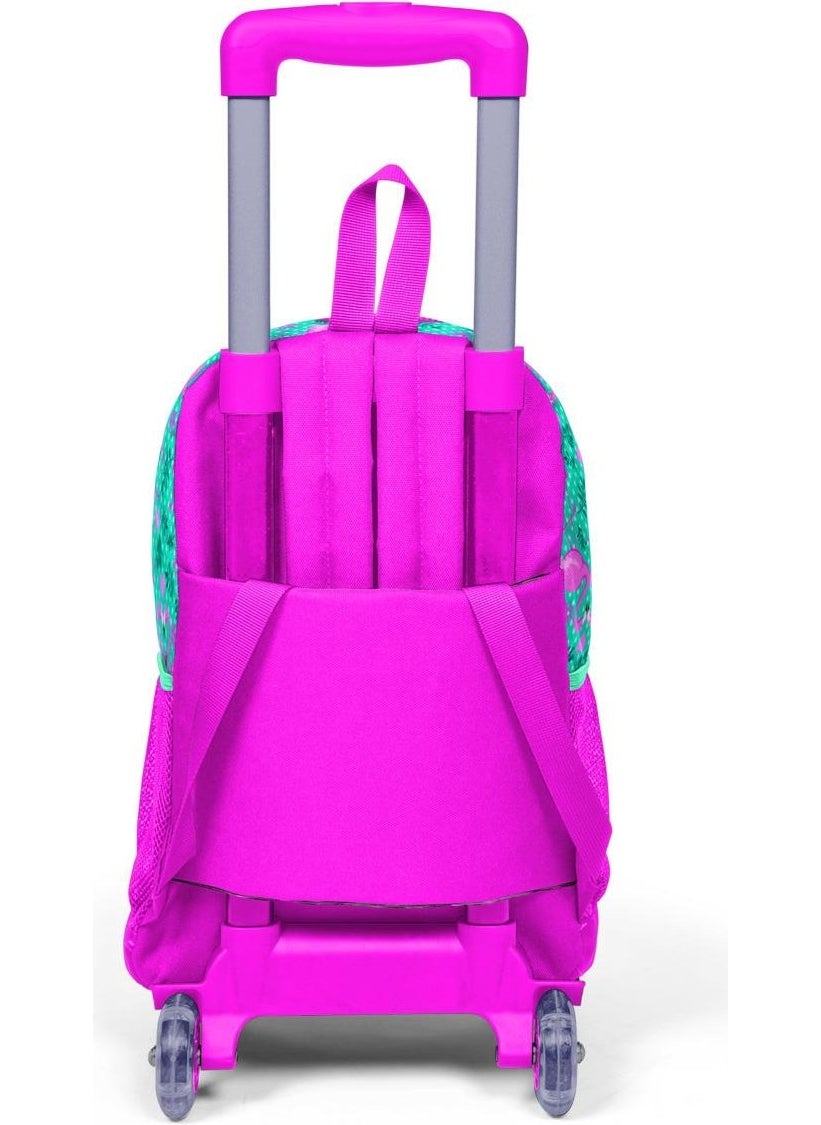 CORAL HIGH - Kids Water Green Pink Flamingo Patterned Trolley 3-Piece School Bag Set SET0123912 - Image 1