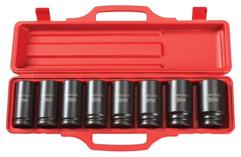TEKTON 3/4 Inch Drive Deep 6-Point Impact Socket Set with Case, 8-Piece (27-38 mm) | 4889 - Image 1