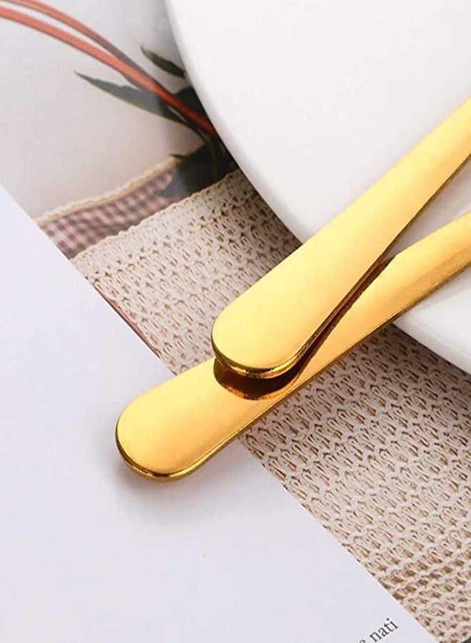aDai Set of 5 Gold Soup Spoon - 7.2" Stainless Steel Titanium Plating Shiny Golden Round Spoons Flatware - Gold Table Spoon Cutlery Set - for Dining, Restaurant & Gifting - Image 2