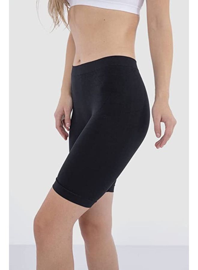 Carina Lycra shorts with elastic above the knee and a mid-rise waist, black colour - Image 4