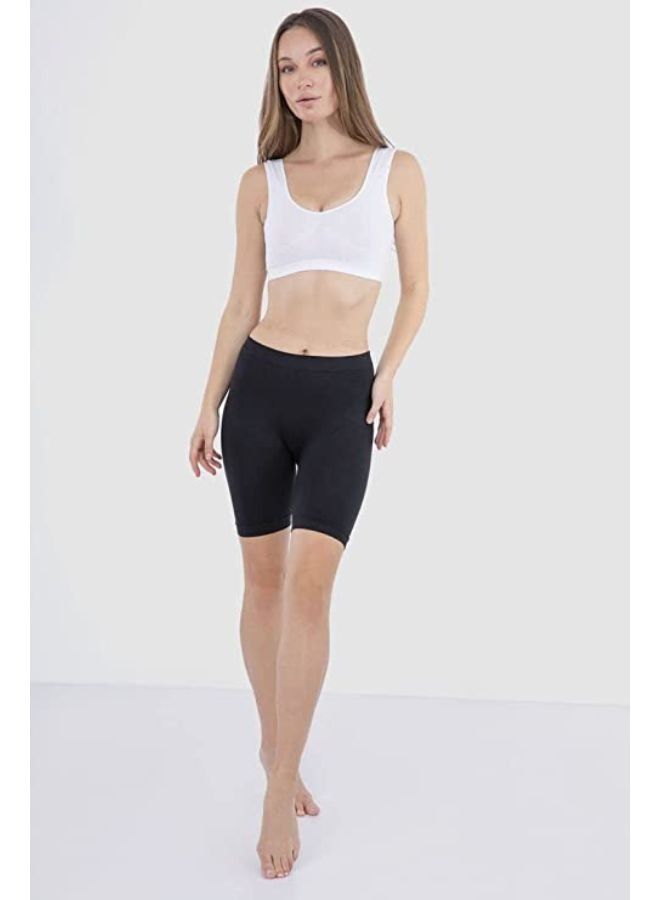 Carina Lycra shorts with elastic above the knee and a mid-rise waist, black colour - Image 2