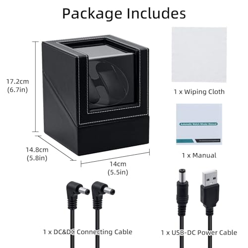 BeQuest: Quest For More Double Automatic Watch Winder Box, Automatic Watch Display Storage Rotation Wristwatch Box with 2 Slots-Black (CLASSIC) - Image 2