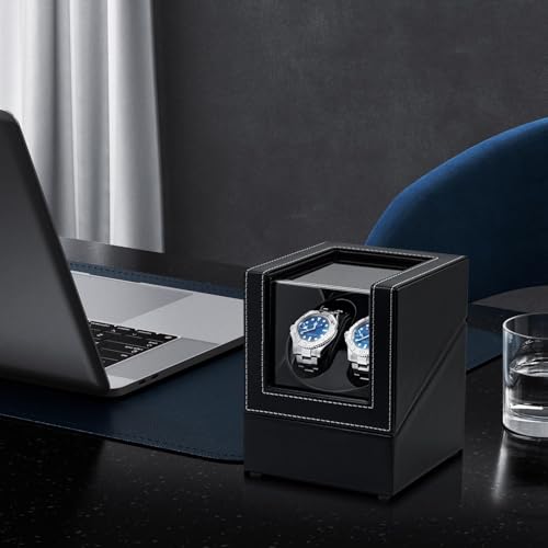 BeQuest: Quest For More Double Automatic Watch Winder Box, Automatic Watch Display Storage Rotation Wristwatch Box with 2 Slots-Black (CLASSIC) - Image 3