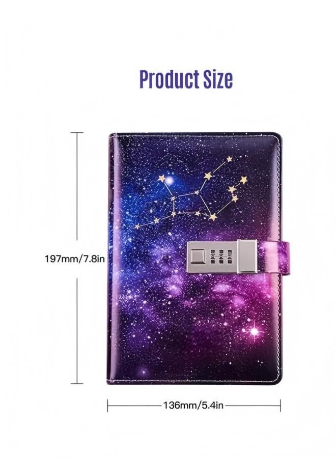 B6 Notebook With Lock, Starry Sky Refillable Password Noteook, Constellation Writing Diary for Girls Ladies Children constellation Gifts - Image 5