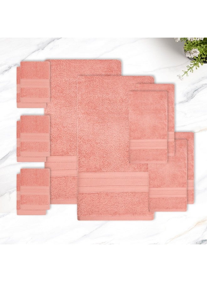 Trident Soft Comfort Air Rich Towels for Bath, 100% Cotton Towel, Super Soft, Highly Absorbent, 12 Pieces Towel Set, 500 GSM - Coral Haze - Image 3