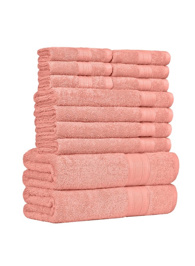 Trident Soft Comfort Air Rich Towels for Bath, 100% Cotton Towel, Super Soft, Highly Absorbent, 12 Pieces Towel Set, 500 GSM - Coral Haze - Image 2