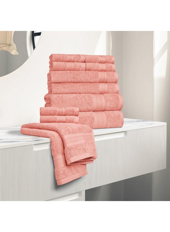 Trident Soft Comfort Air Rich Towels for Bath, 100% Cotton Towel, Super Soft, Highly Absorbent, 12 Pieces Towel Set, 500 GSM - Coral Haze - Image 5