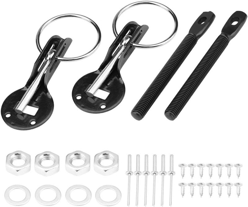 Tbest Universal Bonnet Hood Pin Lock Kit, Racing Sport Car, Stainless Steel, Black, Front Single & bulk use compatible - Image 1
