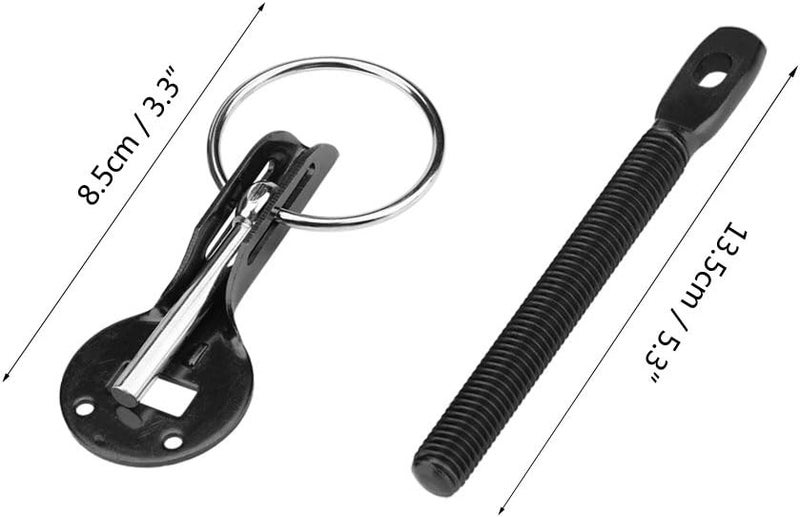 Tbest Universal Bonnet Hood Pin Lock Kit, Racing Sport Car, Stainless Steel, Black, Front Single & bulk use compatible - Image 3