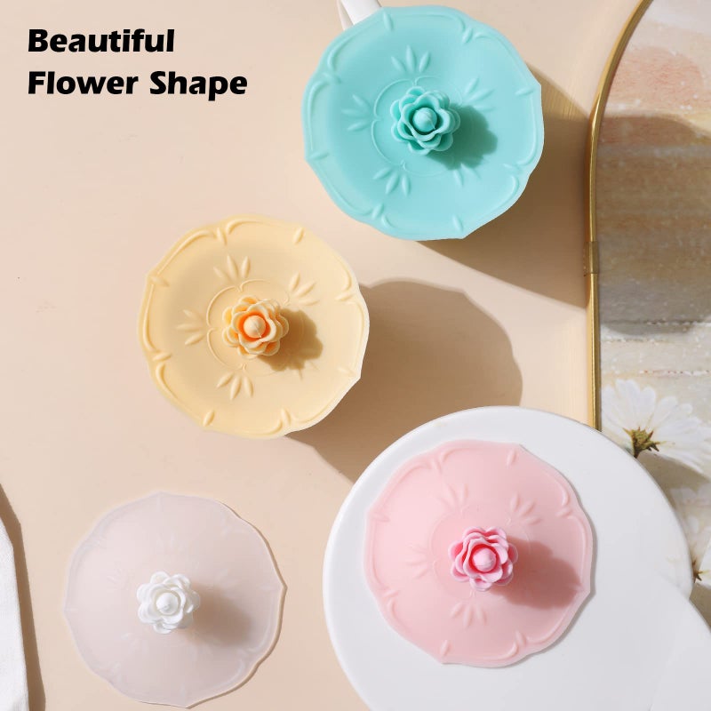 Keweilian rose Silicone Cup Covers (Set of 4) ï¼Œ Multicolored Silicone Lids for Mugs, Cups, Tea Pots,Flexible Mug Coversï¼ŒHot Cup Lids for Coffee & Tea - Image 5