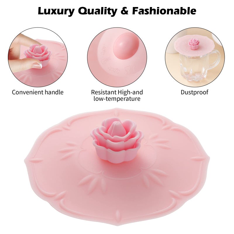 Keweilian rose Silicone Cup Covers (Set of 4) ï¼Œ Multicolored Silicone Lids for Mugs, Cups, Tea Pots,Flexible Mug Coversï¼ŒHot Cup Lids for Coffee & Tea - Image 4