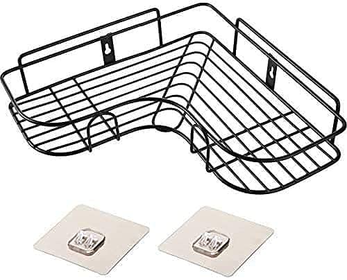 ATHA Metal Triangular Shower Caddy Shelf Corner Bath Storage Holder Rack Organizer No Drilling Wall Mounted Shower Bathroom Shelf BlackWhite - Image 1