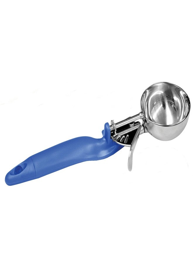 TrueCraftware- 2 oz Lever Disher #16 Stainless Steel with Blue Color Ergo Handle- Ice Cream Cookie Scooper for Baking Cookie Scoops Portion Control Scoop Cupcake Batter Ice Cream Frozen Yogurt Gelatos - Image 1