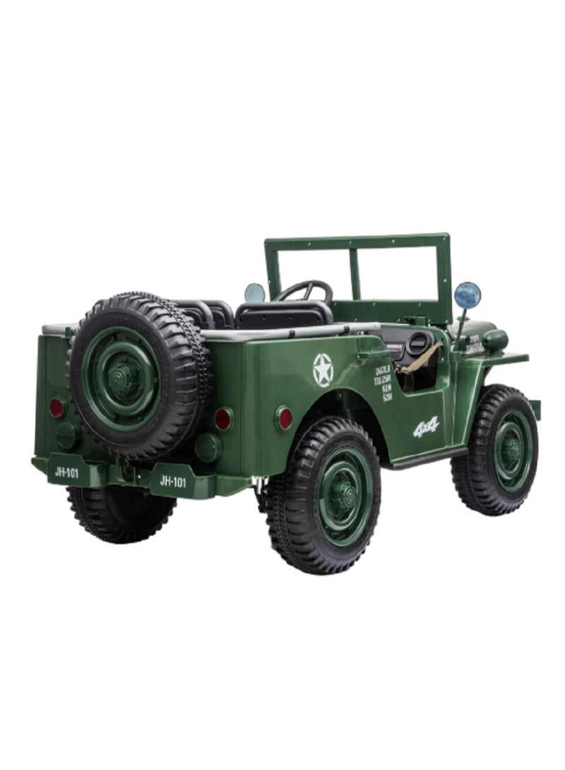 Jeep Kids Military Willy Jeep Ride-On 3-Seater Dark Green - Image 5