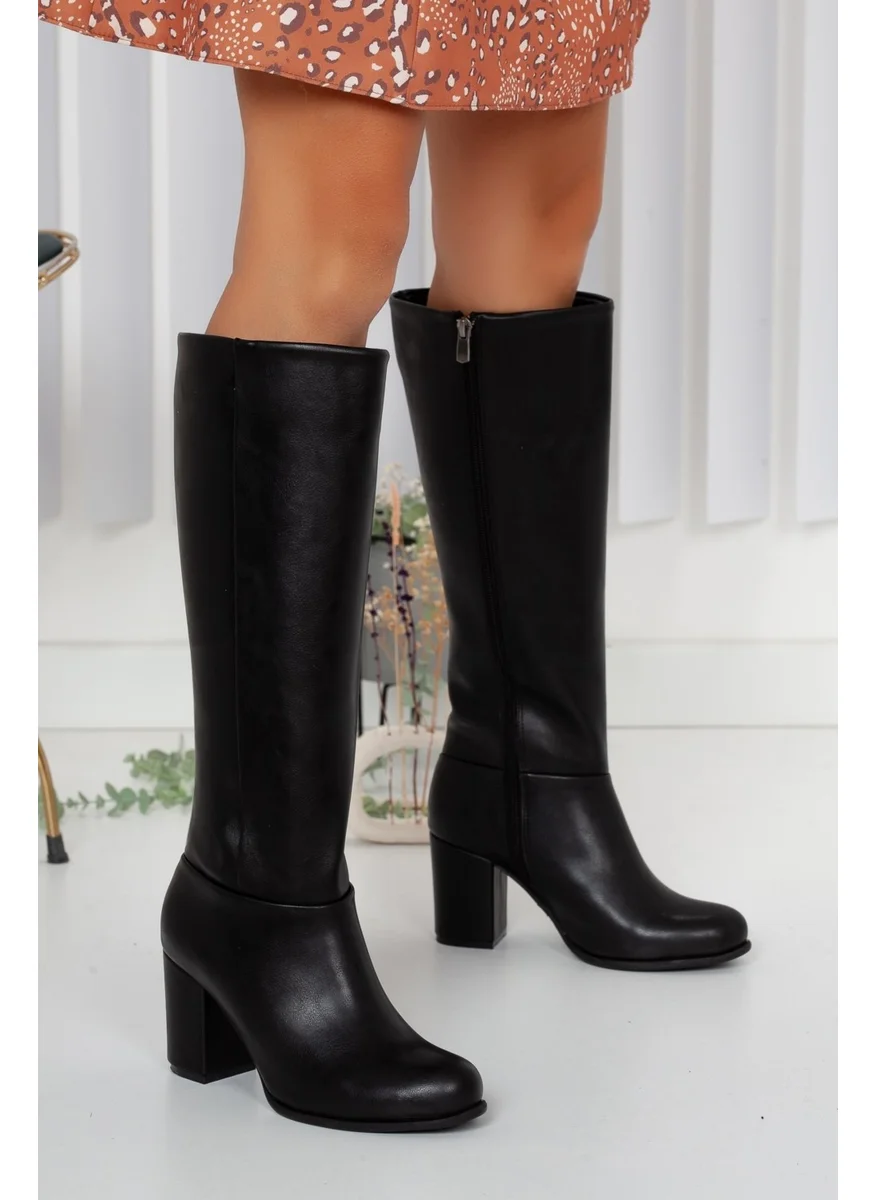 Dilimler Ayakkabı Slices Shoes Black Women's Large Small Size Heeled Boots