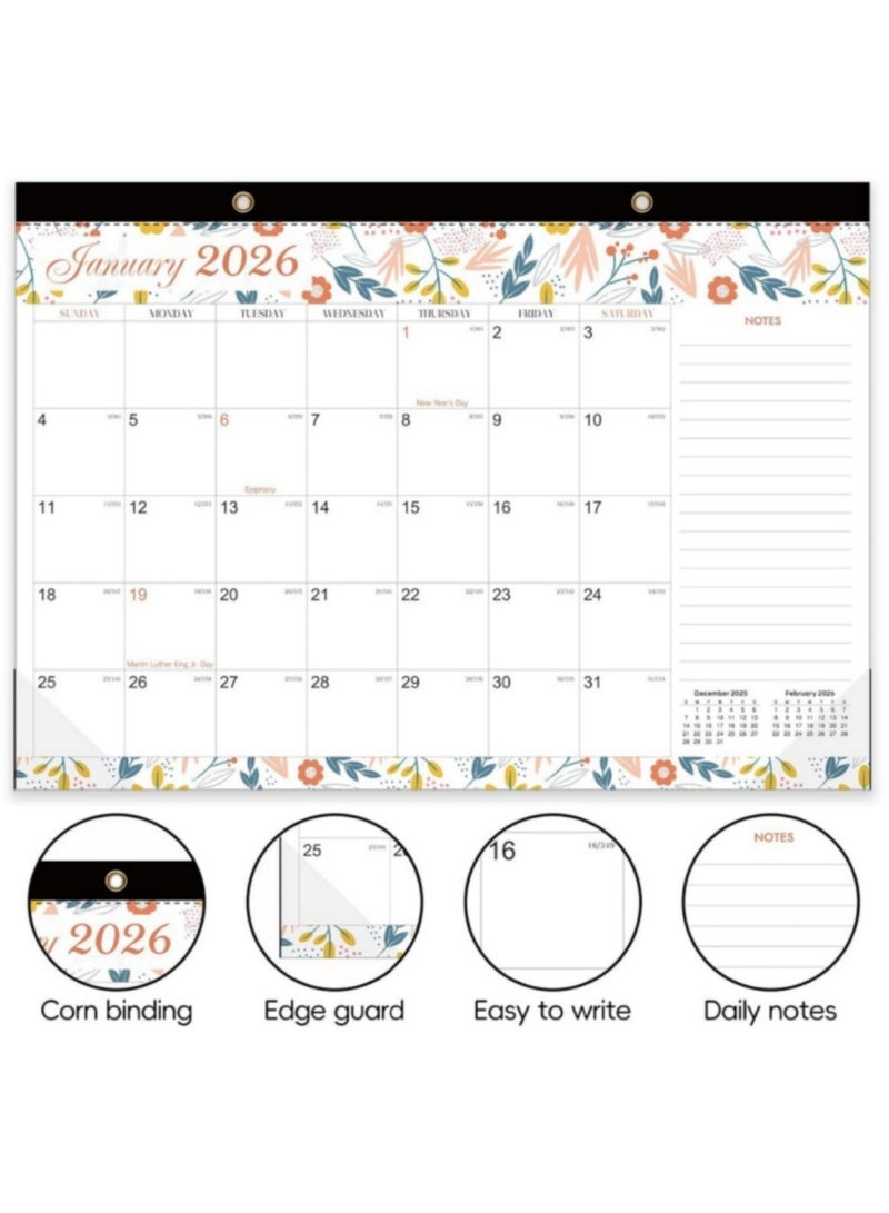 سايكفو تقويم منصة 18 (يناير 2026 - يونيو 2027) - تقويم حائط 43.18 سم × 30.48 سم مع قائمة مهام وملاحظات، خطة شهرية لتقويم 2026 للمنظمات المنزلية أو المدرسية أو المكتبية - Image 2