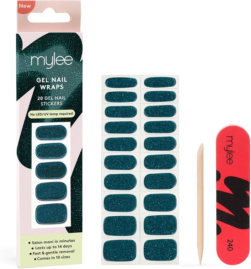 Mylee Gel Nail Wraps Bauble 10 PreCured Gel Stickers for Instant Mani No Lamp Needed ChipResistant Glossy Finish Lasts Up to 14 Days Easy to Apply Vegan CrueltyFree