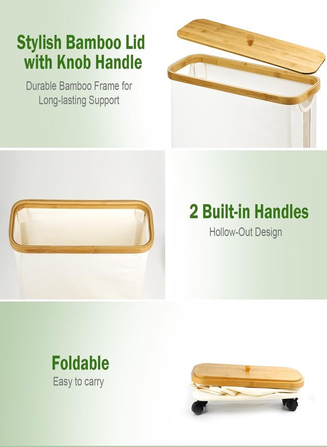 Vathery Toilet Paper Storage Basket with Wheel, Bamboo Toilet Paper Holder with Lid and Handle, Toilet Papers Organizer for 9-12 Rolls Bathroom Accessories - Image 3