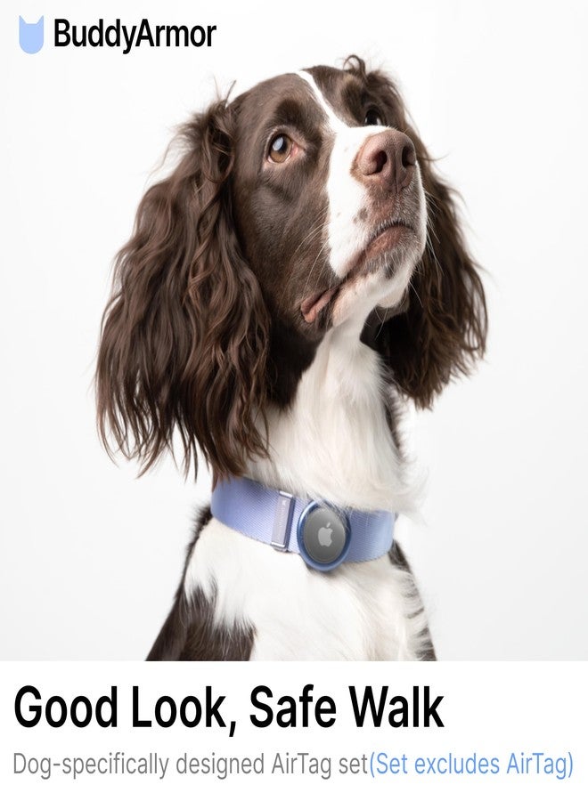 BuddyArmor Dog Airtag Collar Adjustable Soft Nylon Lightweight Dog Collar Quick Release with Alloy Buckle, Airtag Holder Case Airtag Dog Collar for Medium Large Dogs (Linen, M) - Image 2