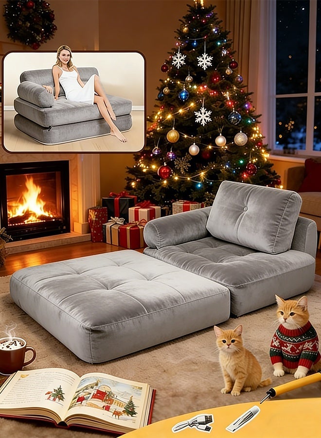 ميريزا سرير أريكة قابل للطي بمقاس فردي | كرسي نوم قابل للتحويل مع وسادة، مرتبة قابلة للطي ودعم للظهر، أريكة أرضية محمولة للمنزل, غرفة المعيشة وغرفة النوم - Image 1