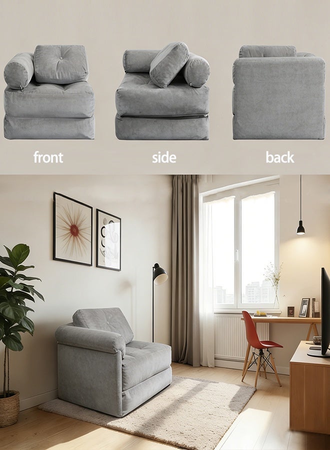 ميريزا سرير أريكة قابل للطي بمقاس فردي | كرسي نوم قابل للتحويل مع وسادة، مرتبة قابلة للطي ودعم للظهر، أريكة أرضية محمولة للمنزل, غرفة المعيشة وغرفة النوم - Image 4