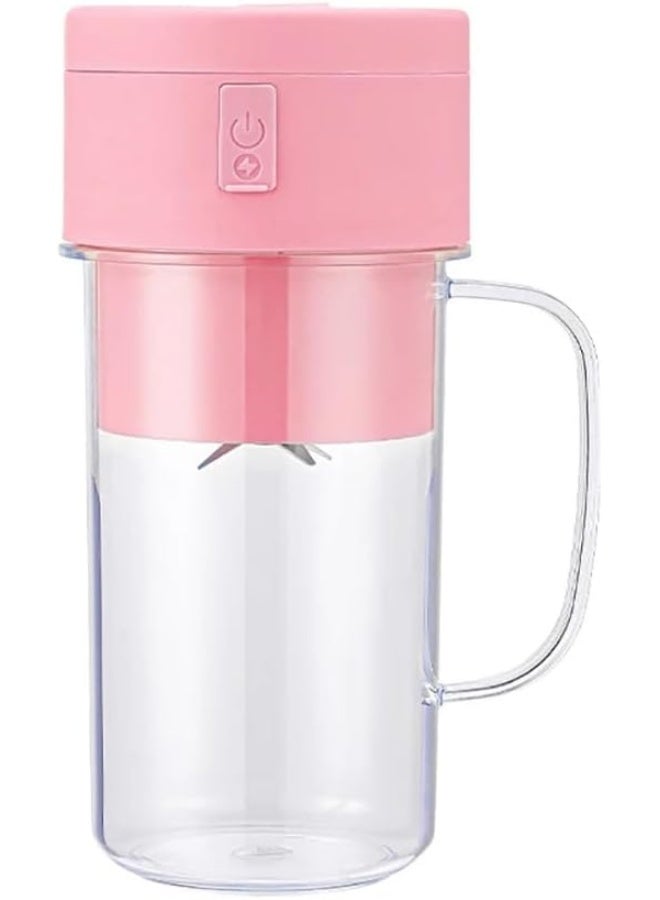 خلاط عصير كهربائي محمول SAFENHAND، صانع سموذي صغير وم mixer قابل للشحن عبر USB، كوب عصير فواكه طازجة مع مصاصة (وردي) - Image 1