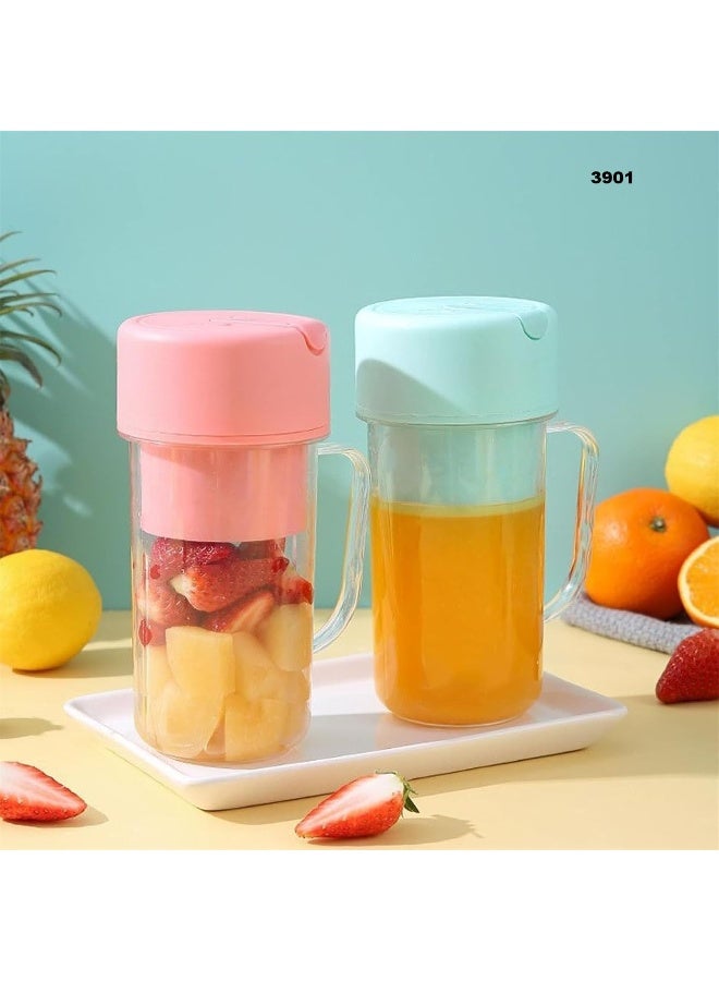 خلاط عصير كهربائي محمول SAFENHAND، صانع سموذي صغير وم mixer قابل للشحن عبر USB، كوب عصير فواكه طازجة مع مصاصة (وردي) - Image 5