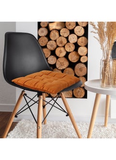 Rest Pack Of 4 Velvet Soft Chair Pad With Seat Ties Suitable For Garden , Kitchen And Office Chairs Indoor And Outdoor Tan 40X40Cm  - Image 4