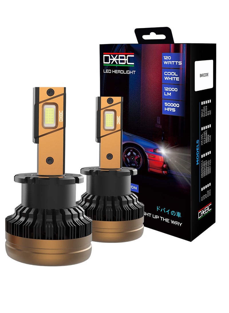 DXB-C FALCON D2 120W 12000LM 6500K LED Car Headlights 300% Brightness 6500K Cool White Bulb High Beam and Low  - Image 1
