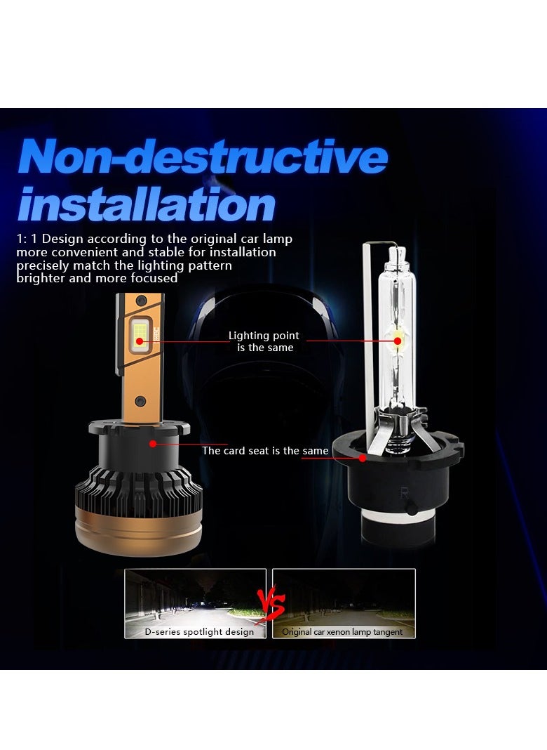 DXB-C FALCON D2 120W 12000LM 6500K LED Car Headlights 300% Brightness 6500K Cool White Bulb High Beam and Low  - Image 5