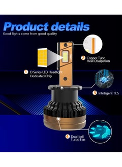 DXB-C FALCON D2 120W 12000LM 6500K LED Car Headlights 300% Brightness 6500K Cool White Bulb High Beam and Low  - Image 4