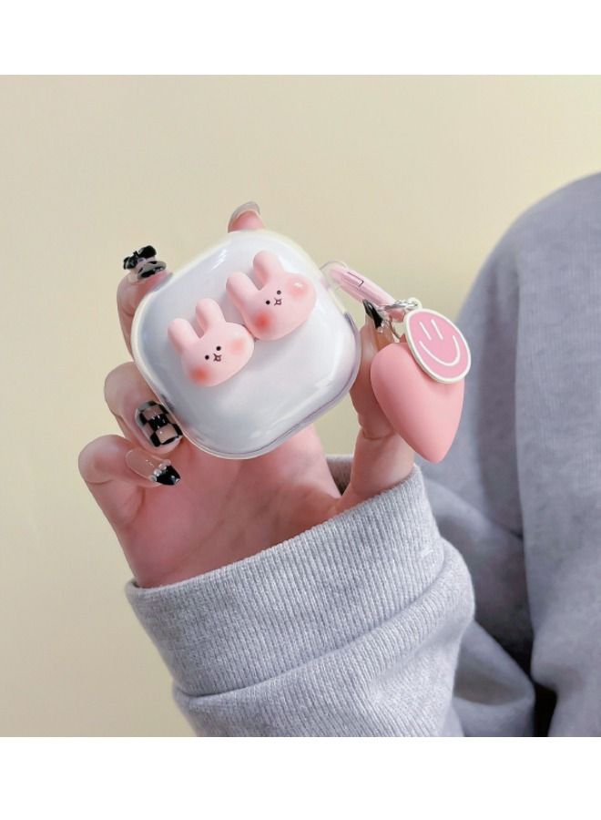 Protective Case with Keychain for Samsung Galaxy Buds2 Pro/Galaxy Buds 2/Galaxy Buds Pro/Galaxy Buds Live,  Clear Cute Cartoon Love Rabbit Protective Cover for Women Girls - Image 1