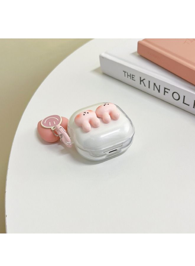 Protective Case with Keychain for Samsung Galaxy Buds2 Pro/Galaxy Buds 2/Galaxy Buds Pro/Galaxy Buds Live,  Clear Cute Cartoon Love Rabbit Protective Cover for Women Girls - Image 5